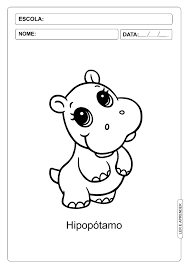 Desenhos de hipopótamo para pintar colorir imprimir. Hipopotamo Para Colorir Ler E Aprender