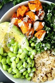 Sweet Potato Buddha Bowl With Kale And Quinoa Recipe Edamame Recipes Quinoa Sweet Potato Sweet Potato Bowls