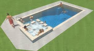 Bellar Pool Rectangle 3 To 8 15 W X 30 L With Round Spa At Top Right Corner W Infinity Edge Into Pool Cool Pools Round Spa Pool