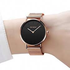 Black And Rose Gold Watch Womens Ultra Thin Womens Watch Rose Gold Quartz Watches For Ladies Lady Watches With Big Face Black Watches Rose Gold Watches Women Rose Gold Watches Rose Gold Quartz