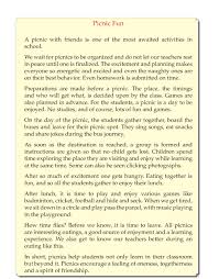 5th Grade Narrative Essay A Picnic Sample Essay Writing Skills Reading Comprehension Lessons English Writing Skills