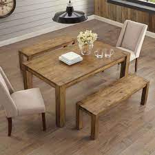 The sturdy, solid wood construction provides comfortable seating for two people. Better Homes Gardens Bryant Solid Wood Dining Bench Rustic Brown Walmart Com Walmart Com