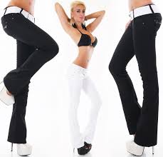 Parcourez la rubrique jeans bootcut pour femme. Femmes Hanche Jeans Bootcut Pantalon A Pattes D Elephants Denim Stretch Noir Ebay