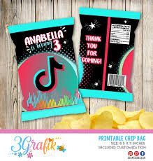 Chip bag template, blank template, png, psd, doc (word) & svg, 8.5x11 size 1 oz potato chip bag. Tik Tok Chip Bags Printable Edit And Download Party Supplies