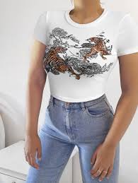 Check spelling or type a new query. 71 Off 2021 Tiger Floral Print Ribbed Crop Tee In White Zaful