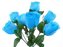 17 piece package wedding bridal bouquet silk flower turquoise malibu silver teal. 3 Bushes Turquoise Rose Buds Artificial Silk Flowers 12 Bouquet 7 898 Tq Buy Online In Angola At Angola Desertcart Com Productid 139828881