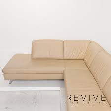 Sofa couch leder l form ecksofa beige weiss designer wohnlandschaft. Willi Schillig Leder Sofa Garnitur Beige Ecksofa Hocker 13155 Ebay