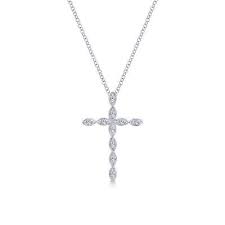 14k White Gold Segmented Diamond Cross Necklace White Gold Cross Necklace Diamond Cross Necklaces White Gold Cross