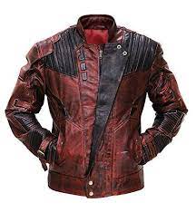 New Galaxy Vol 2 Design Star Lord Chris Biker Quill Leather Guardians Jacket Mens Fashion Cl Maroon Leather Jacket Distressed Leather Jacket Leather Jacket Men