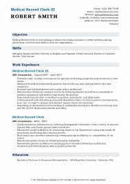 medical record clerk resume samples qwikresume