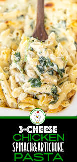 Three Cheese Chicken Spinach Artichoke Alfredo Pasta In 2020 Plain Chicken Recipe Spinach Stuffed Chicken Spinach Artichoke
