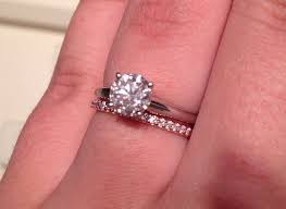 1ct 2mm Wide White Gold Solitaire Paired With 1 5mm Wide 1 6 Tcw Rose Gold Half Eternity Band Zales I L Engagement Rings Favorite Rings Half Eternity Band