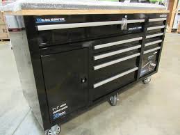 Garage tool storage drawers rolling trolley wooden top table tool cabinets with universal wheels and durable slide drawers. Frontier 62 In 10 Drawer Tool Chest Cabinet With Pegboard Back Wall Heavy Duty Mobile Workbench In Black Mn Home Outlet Auction Burnsville 53 K Bid