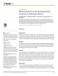 Pdf Medication Errors In The Southeast Asian Countries A
