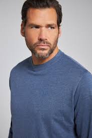 Camiseta de manga larga JP 1880, básica, hasta la talla 8 XL, vaquero azul 