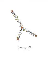 Impresion De Constelacion Floral Zodiaco De Mi Original Ilustracion Estroboscopico De Marcador Cancer Constellation Tattoo Cancer Zodiac Tattoo Cancer Tattoos
