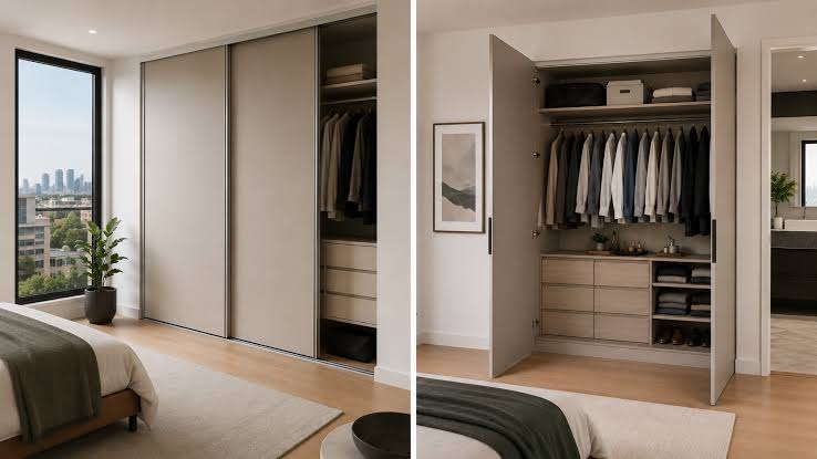 Sliding door wardrobe compared with hinged door wardrobe