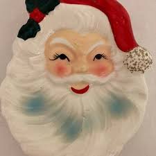 Vintage Santa Face Wall Hanging or Trinket Dish