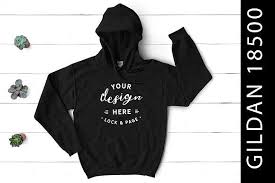 Black Gildan 18500 Hooded Top Mockup Clothing Mockup Design Mockup Free Mockup Psd
