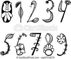 Cute Hand Drawn Numbers In Flower Stylein Vector Doodle Math Elements From 0 To 9 Isolated Characters How To Draw Hands Doodles Doodle Maths