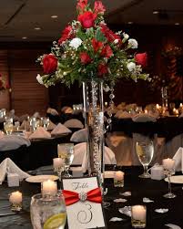Black And White Wedding With Red And Silver Accents Pink Wedding Theme White Silver Wedding Silver Wedding Centerpieces