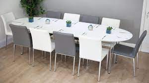 Ellie White Oak Oval Extending Table 12 Seat Dining Table Oval Table Dining 10 Person Dining Table