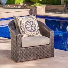 Darius Outdoor Wicker Aluminum Swivel Club Chair With Cushion By Christopher Knight Home Swivel Club Chairs Outdoor Wicker Patio Furniture Deals