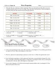 It reaches its cruising speed after accelerating at 0.75 m/s2 for distance equivalent waves and optics. Wave Speed Worksheet Answers 1 5 2 Pdf J A Problems For You To Tly Complete The Following Practice Problems You Must Show All The Work Outlined In Course Hero