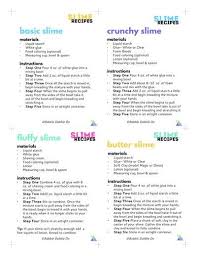Basic Slime Recipe Cards Basic Slime Recipe Slime Recipe Slime Recipe Book