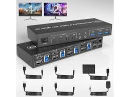 Hdmi + Vga Kvm Switch Dual Monitor Extended Display 2 Port With Audio And  Usb 2.0 Hub, Ckl Dual View Pc Monitor Keyboard Mouse Selector Box For  Computers And Laptops : Buy