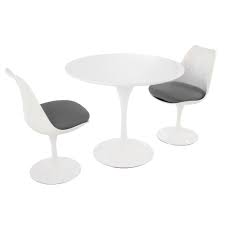 What kind of chairs do you use in a white dining room? Eero Saarinen Inspired Medium White Tulip Dining Table Set 2 Chairs With Grey Cushions Furniture From Onlyhome Co Uk Uk