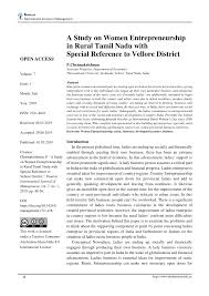 Pdf A Study On Women Entrepreneurship In Rural Tamil Nadu With Special Reference To Vellore District
