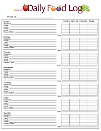 Daily Food Log Chart To Keep Track Of Weight Loss Printable