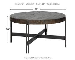 Ashley furniture signature design coffee table. Amazon Com Signature Design By Ashley Jillenhurst Round Rustic Cocktail Table Dark Brown Furniture Decor