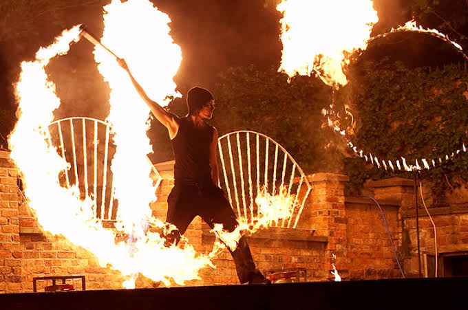 Lycopodium powder creates a sudden, brilliant burst of flame when dispersed into the air, AI generated