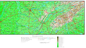 Tennessee has a land area of 41,235 square miles. Tennessee Elevation Map
