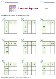 Complete The Squares By Adding The Integers Integers Subtracting Integers Adding And Subtracting Integers