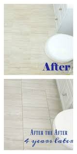 How to install vinyl tiles over ceramic tiles in the bathroom. Peel And Stick Groutable Vinyl Tile Do They Last 4 Years Later Frugal Family Times