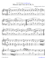 Wolfgang Amadeus Mozart Minuet In G K 1 For Piano Solo Download Classical Pdf Sheet Music Midi And Mp3 Files