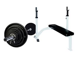 York Fts Weight Bench Set With Bar And Weights For Sale