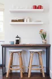 Wood And Iron Bar Table With French Bistro Stools Cottage Dining Room Bar Table Small Kitchen Tables Small Kitchen Storage