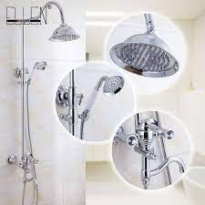 Bathroom Shower Set Wall Mount Shower Faucet Mixer Tap W Rain Shower Head Handheld Shower Chrome Finished Ml8 Bathroom Shower Round Mirror Bathroom Shower Set