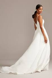 Illusion Deep V Spaghetti Strap Wedding Dress David S Bridal Petite Wedding Dress Spaghetti Strap Wedding Dress Davids Bridal Wedding Dresses