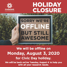 Bc, nb, nt, nu & sk. Library Staff Offline Mon Aug 3 For Civic Holiday