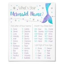 What S Your Mermaid Name Sign 8x10 Print Zazzle Com In 2020 Mermaid Names Funny Name Generator Unicorn Names