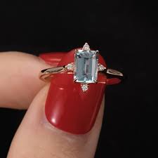 Emerald Cut Aquamarine Ring