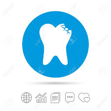 Broken Tooth Icon Dental Care Sign Symbol Copy Files Chat