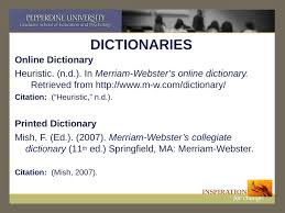 To cite a dictionary entry in apa style, it is helpful to know basic information including the dictionary name, definition word, access date, and url. Apa Documentation And Format A Workshop From The Writing Support Center A Workshop From The Writing Support Center Featuring 6th Edition Updates Inspiration For Change Slideshow And Powerpoint V