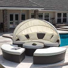Best round outdoor daybed with canopy of 2021. Modway Quest Circular Outdoor Wicker Rattan Patio Daybed With Canopy In Espresso Mocha Patio Lawn Garden Patio Seating Vit Edu Au
