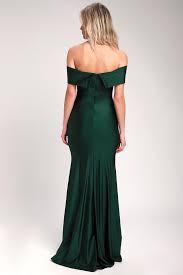 So Enchanted Emerald Green Off The Shoulder Maxi Dress
